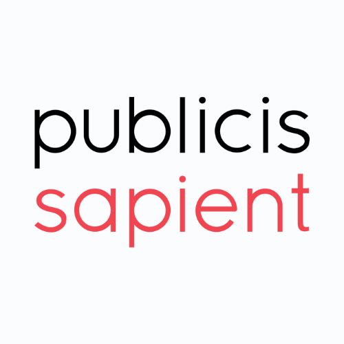 Black “publicis” wordmark above red “sapient” text on light background, representing Publicis Sapient digital business transformation and consulting services brand identity.