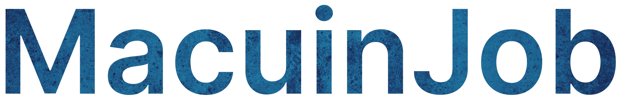 Text logo reading “MacuinJob” in bold blue textured letters on a transparent background.